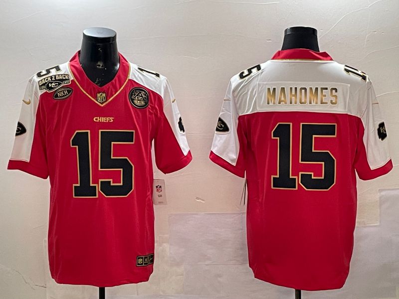 Men Kansas City Chiefs #15 Mahomes Red Thanksgiving three generations 2025 Nike Vapor Limited NFL Jersey style 2->kansas city chiefs->NFL Jersey